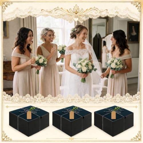 Black Bridesmaid Proposal Gift Set with Candle Jewelry Box & Hair Clips - 27 Pieces