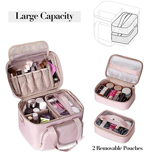 Prokva Pink Large Makeup Bag & Travel Cosmetic Organizer