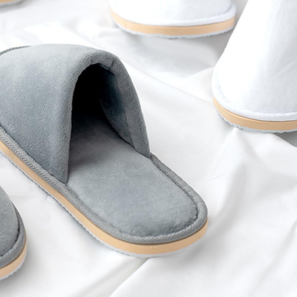 Non-Slip Disposable Slippers - 2-6 Pairs, Washable Velvet Closed Toe for Guests, Hotel & Spa