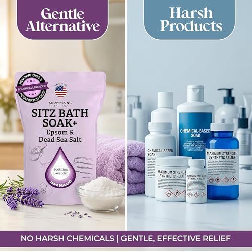 Sitz Bath Salt Set for Hemorrhoid & Postpartum Relief - Dead Sea & Epsom with Lavender & Tea Tree, 2lb