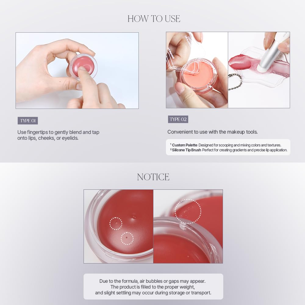 Heart Percent Dote On Mood Custom Lip & Cheek Single, Soft Velvety Tinted Balm Matte (Fog Pot) Air-Fit Mist Textures Multi-use Blush & Lip Tint 4.7g, M07. Plum Rose