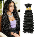 Black 16 Inch Human Hair Braids for Boho Styling - Deep Wave Bundles