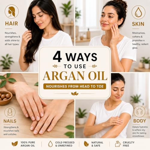 Pure Moroccan Argan Oil for Hair & Skin - 100% Cold Pressed, Organic, Multi-Use