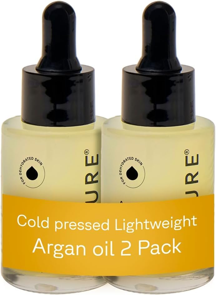 Argan Oil Set - 2 x 1 Fl oz Vegan Cold Pressed Moisturizer for Skin & Hair