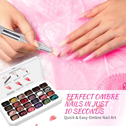 Finger Secret 24-Color Ombre Gel Nail Polish Set with Sponges - Gradient & Blooming Nail Art