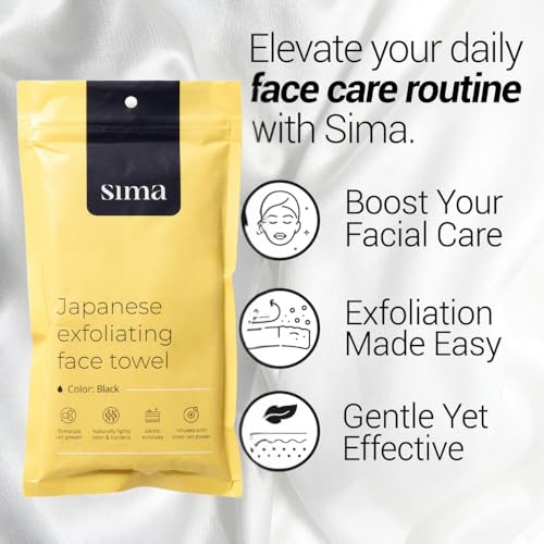 Sima - Bundle - Exfoliating Towels - Body Towel + Face Towel. Japanese Exfoliating Towel with Hexagon Fibers, Exfoliating Body Scrubber with 2 Sides for Scrubbing & Washing