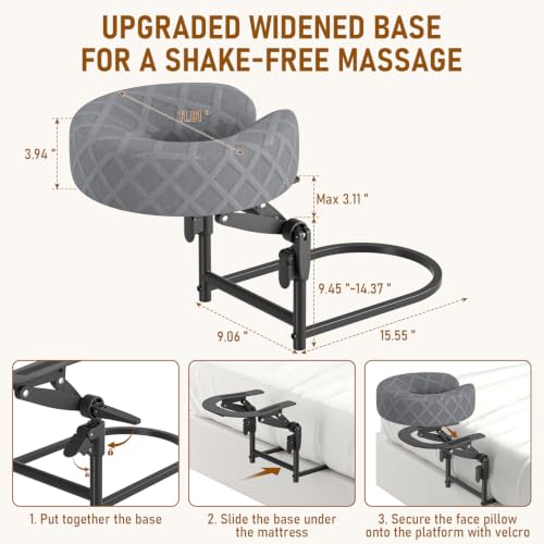 CALLRIOTUS Grey Adjustable Massage Headrest for Bed & Spa, Face Cradle