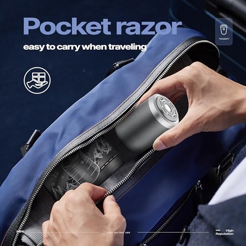 Premium Titanium Mini Shaver for Men - IPX7 Waterproof Electric Razor with Floating Foil System, USB-C Fast Charge, 90-Day Battery - Compact Travel Shaver for Sensitive Skin & Precision Grooming