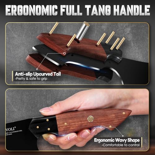 TIVOLI 5-Piece Kitchen Knife Set with Full Tang Wooden Handles - Japanese German Steel, Black Shield Coating - Variation 8.1