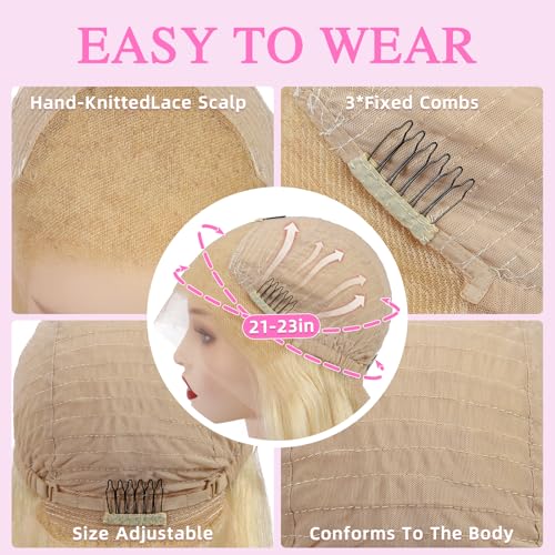 24 Inch Blonde Lace Front Wig Human Hair 13x6 HD Transparent Lace - Straight