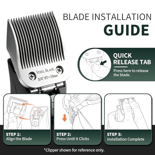 3/4 HT Clipper Blade 19mm for Oster Classic 76 - Silver, 1 Pack (Size 3/4 HT)