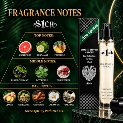 Liquid Silver Absolu Pheromone Cologne for Men - Bold Attraction Spray