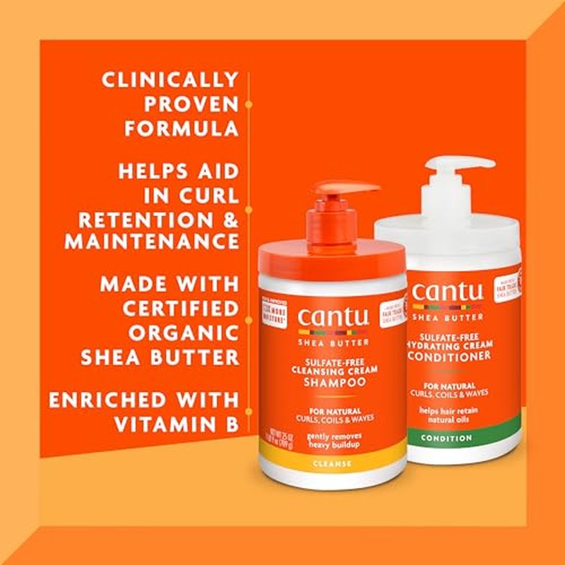 Cantu Shampoo & Conditioner with Shea Butter for Natural Hair, 25 fl oz (Pack of 2)