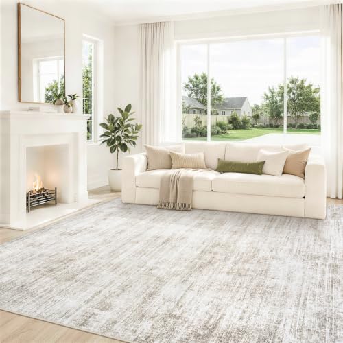 Yidanamy 8x10 Brown Washable Area Rug - Modern Abstract Carpet for Living Room