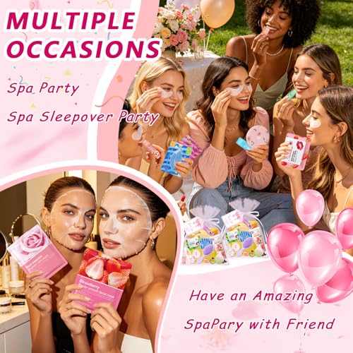 Spa Party Supplies Kit for Women - Face Masks, Lip Balm, Foot Bombs & More