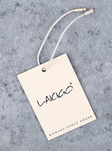 LAICIGO Women's Pointed Toe Pumps with Ankle Strap & Buckle - Chunky Heel Dress Shoes