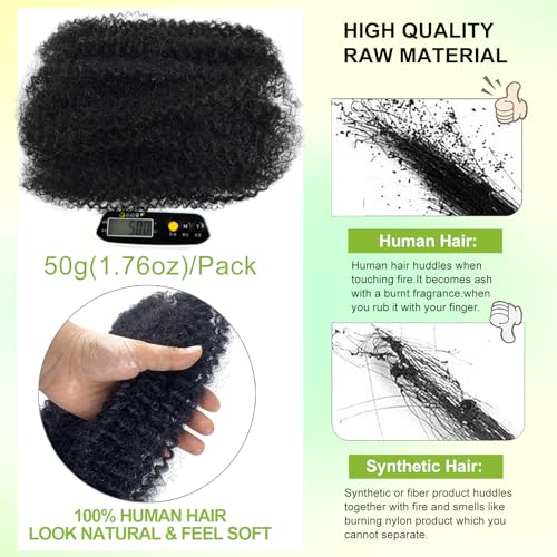 1B / 10 Inch Afro Kinky Twist Human Hair Bulk for Dreadlocks - Soft, Natural Black