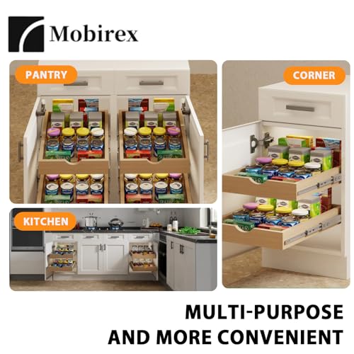 Mobirex Side Mount Pull Out Drawer Organizer 33" W x 22" D Solid Wood