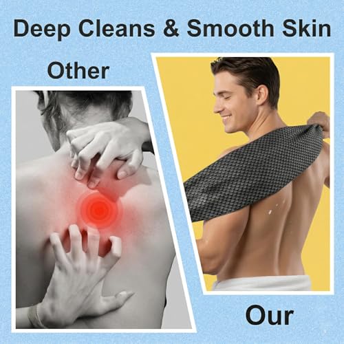 Black 2 Pack Exfoliating Washcloth Towels - Body Scrubber Set for Shower