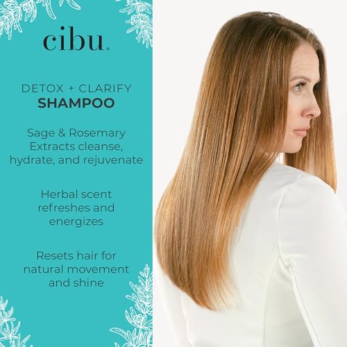 CIBU Detox + Clarify Shampoo 11.83oz - Gently Removes Build-Up, Chlorine & Hard Water Minerals - Suitable for All Hair Types & Color Treated - Pack of 1