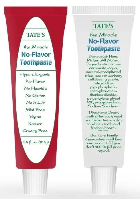 No Flavor Toothpaste Pack of 2 - Fluoride-Free, Natural, Sensitive Teeth Care