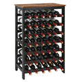 Bamboo Wine Rack 42 Bottles - Rustic Brown & Black 7-Tier Freestanding Shelf with Tabletop