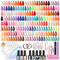Phoenixy Gel Nail Polish Kit with UV Light - Amber Glow, 55 Colors & Manicure Tools