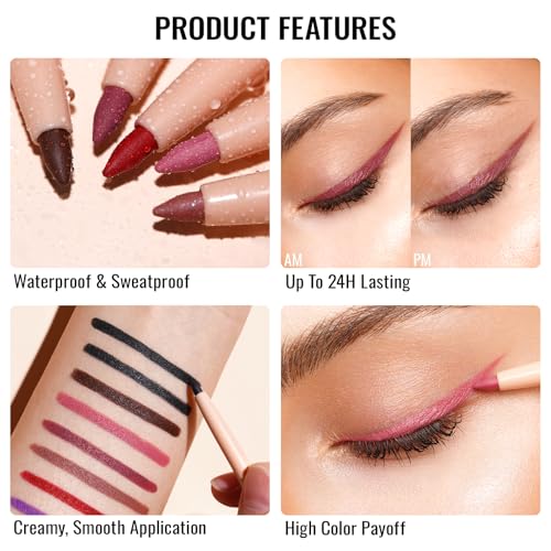 Oulac Teal Eyeliner Pencil, Waterproof Retractable Eye Liner Pen, Long Lasting Smudge Resistant, Vegan & Cruelty-Free, 17 Lagoon