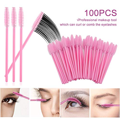 Pretty memory Eyelash Extension Kit,100 Glue Ring Holder | 100 Disposable Mascara Brushes Wands | 100 Pairs Under Eye Gel Pads | 2 Medical Tapes | 2 Tweezers| 1 Lash Mirror - Lash Extension Supplies