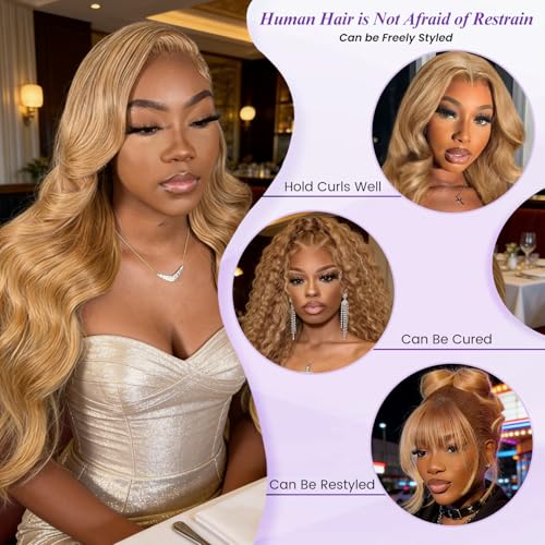 Honey Blonde 2x6 Lace Closure Body Wave Human Hair - 180% Density, Variation: 12''