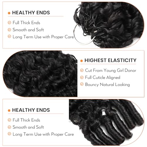 Burmese Curly Crochet Hair Extensions 18 Inch 60g Pre-Separated Natural Black