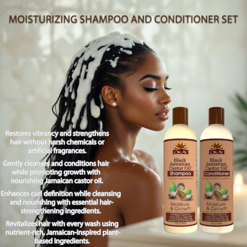 Black Jamaican Castor Oil Hair Growth Shampoo & Conditioner Set - Moisturizing & Strengthening, Sulfate-Free, Paraben-Free, 12 oz