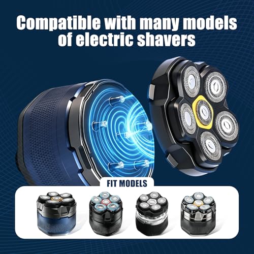 Magnetic 6-Blade Replacement Heads for Electric Shavers 2 Packs - Waterproof & Self-Sharpening