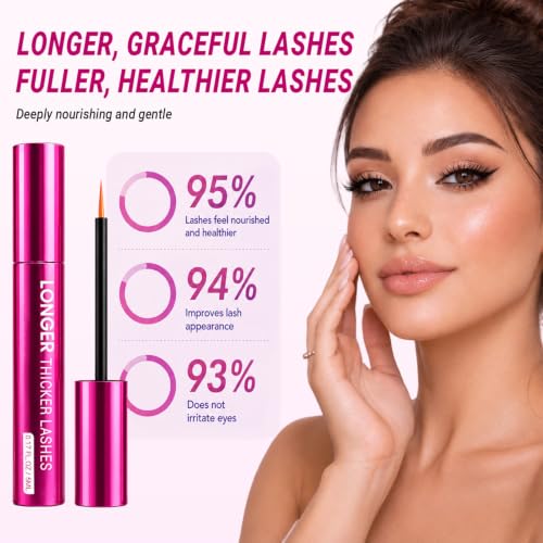 Red Eyelash Growth Serum 2 Pack - Peptides Formula for Fuller Lashes & Brows, 10ml