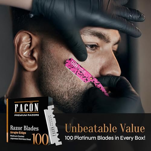 Fac?n Straight Razors for Men - Professional Barber Straight Edge Razor Kit with 100 Blades, Classic Stainless Steel Barbero Shaver for a Smooth & Precise Shave, Premium Barber Razor for Men's Shaving