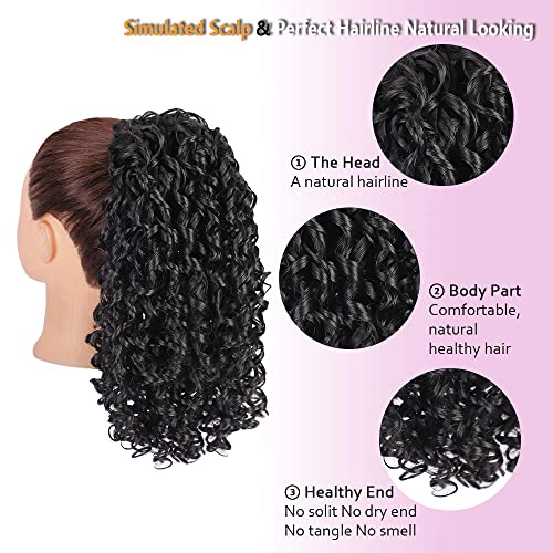 Black Curly Ponytail Extension Drawstring Hairpiece for Black Women