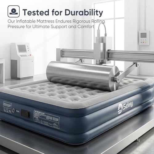Queen Air Mattress with Built-in Pump - Grey, 18-Inch Raised Bed