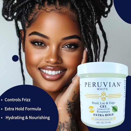 Peruvian White Extra Hold Braid, Loc & Edge Gel - Rosemary, 16 oz