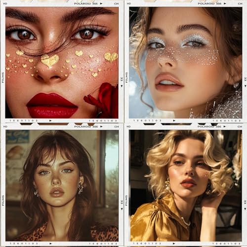 Glitter Freckles Face Tattoo, 24 Count Brown Face Glitter Speckles Makeup Patches, Glow Up Makeup Patches, Cute Glitter Freckles Makeup Accessories for Women