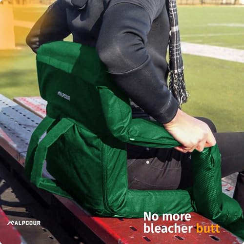 21-Inch Wide Stadium Seat Cushion with Back Support - Hunter Green
