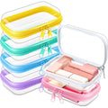 Sanwuta 6 Pcs Clear Hard Zipper Case Plastic Zipper Pouches Transparent Makeup Bag Pencil Case Pouches Toiletry Diaper Bag for Travel Toy Storage Organizer Bins(Colorful,5 x 3 x 2 Inch)