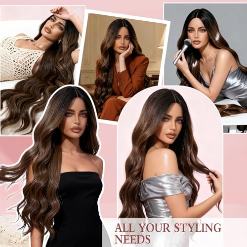 28-Inch Ombre Brown Lace Front Wig with Natural Hairline and 150% Density