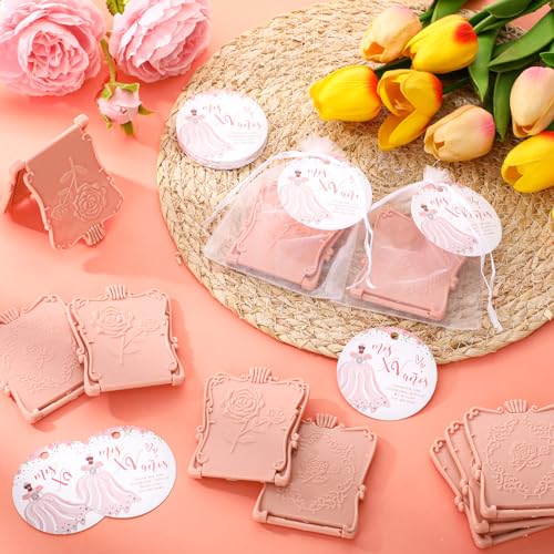50 Champagne Pink Rose Mirror Party Favors for Quinceanera Guest Gifts Set
