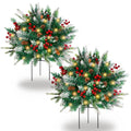 Lighted Christmas Urn Filler 2 Pack - Warm White LED 24 Inch Outdoor Decor