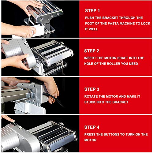 Electric Pasta Maker Machine with Motor & Hand Crank, Ravioli Roller, Adjustable Thickness