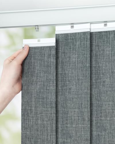 Room Darkening Grey Vertical Blind Replacement Slats 3.5" W x 82.5" H - 34 Pack, UNISHADES