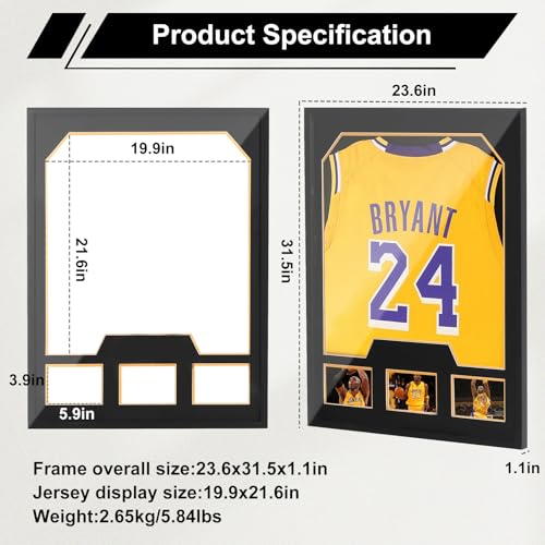 Nice C Jersey Display Case with Photo Slots 2 Pack - Memorabilia Frame