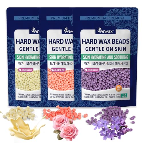 3-Pack Hard Wax Beads for Hair Removal - Coarse & Sensitive Skin, Multi-Color
