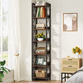 Tall Narrow Bookshelf 78.7 Inch - Rustic Brown, Space-Saving Corner Bookcase