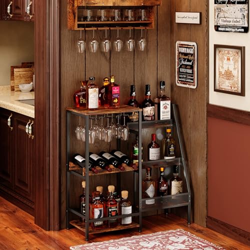 Large 3-Tier Liquor Stand and Mini Bar Table for Home Wine & Whiskey Storage